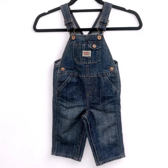 Levi's Toddler Denim Overalls Carpenter Style Snap Legs Size 24 Months - Picture 1 of 10